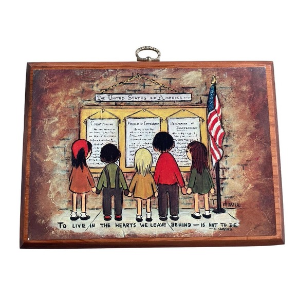 Flavia Other - 🔥Vintage Mid-Century 1969 Flavia Buzza Cardozo Wood Art “United States”